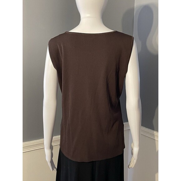 Exclusively Misook 2 Pieces Classic Cardigan Jacket Tank Chocolate Brown SZ PM - Picture 8 of 12